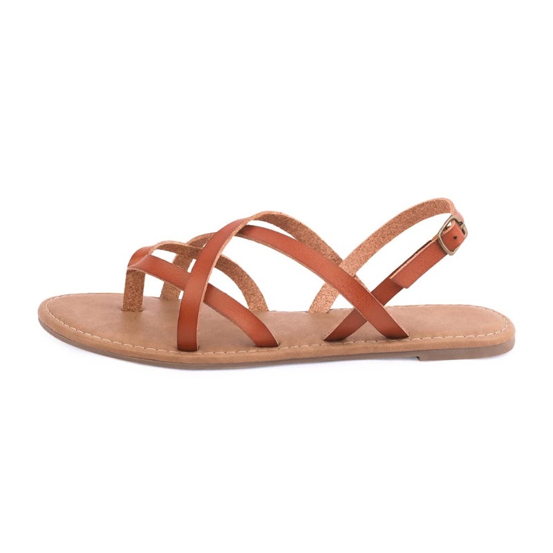 Huayuanwell Women's Gladiator Flat Sandals Fisherman Strappy Sandals Ankle Strap Sandals (9, Brown) - Image 2